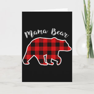 Cartão Mama Bear _ Mulheres Xadrez Vermelho Natal Família