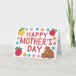 Cartão Mama BearColorful Happy Mother's Day Greeting Card