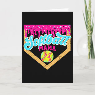Cartão Mama de Softbol Drip Dia de Jogo Divertido Sorvete