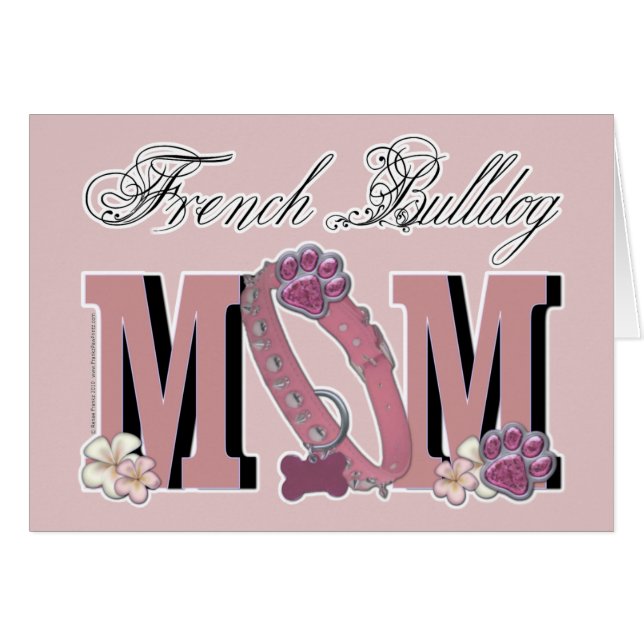 Cartão MAMÃ do buldogue francês (Frente Horizontal)