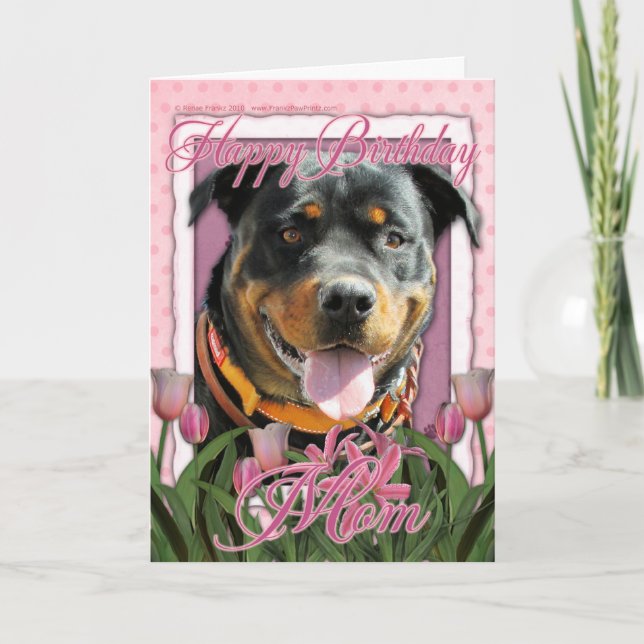 Cartão Mamã do feliz aniversario - Rottweiler - (Frente)