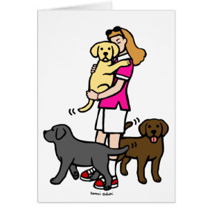 Cartão Mamã do laboratório na camisa cor-de-rosa 1