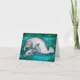 Cartão Mama do peixe-boi e filhote de cachorro Notecard