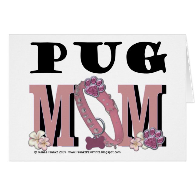 Cartão MAMÃ do Pug (Frente Horizontal)