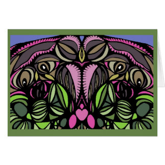 Cartão Mama e bebê Pássaro-Verdes