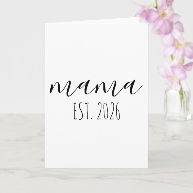 Cartão Mama Est. 2026 Mom To Be Minimalist Personalized  (Orquídea)