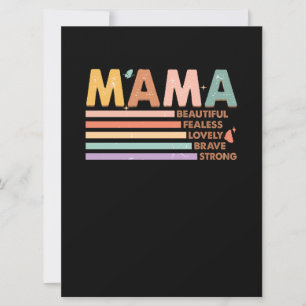 Cartão Mama Linda Destemida Adorável Valente Forte