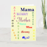 Cartão Mamã, Mama, mãe, mamãe<br><div class="desc">Diga a mamã quanto lhe significa diário - para um aniversário,  ou apenas porque! Ajuste o verbiage interno para caber suas necessidades!</div>