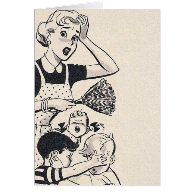 Cartão Mamã retro - os miúdos do outro pessoa, (Frente)