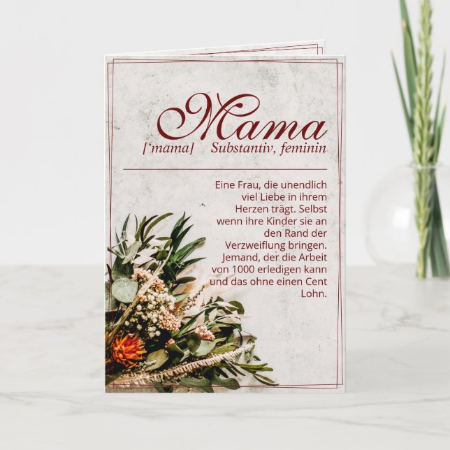 Cartão Mama - simplesmente insubstituível - Buquê (Frente)