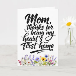 Cartão Mamãe Ama a Primeira Casa Aquarela Flor Silvestre
