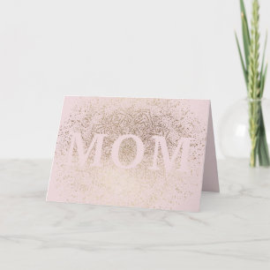Cartão Mamãe Blush Pink Floral Dourado Dia de as mães E