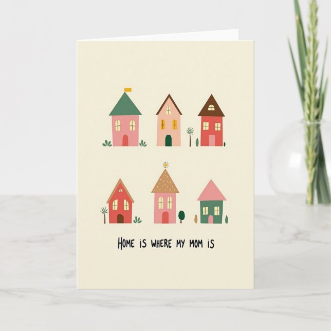 Cartão Mamãe Casa Ilustração Carta (Frente)