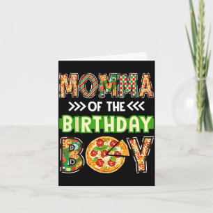 Cartão Mamãe do menino aniversariante amante de pizza fes