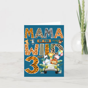 Cartão Mamãe dos três selvagens 3º aniversário menino saf