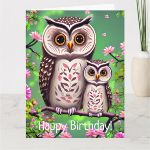 Cartão Mamãe e Baby Owl