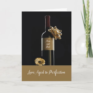 Cartão Mamãe e Pai Feliz Aniversário Garrafa de Vinho com