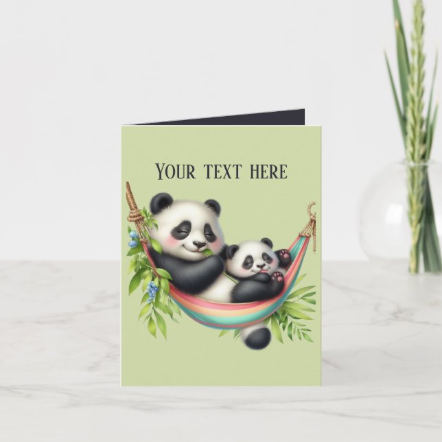 Cartão Mamãe fofa e filhote de urso panda  (Frente)