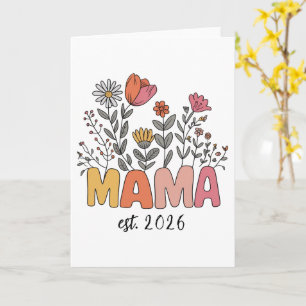 Cartão Mamãe Mama Est 2026 Gravidez Floral Personalizado