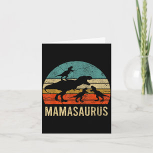 Cartão Mamãe mamã mama dinossauro engraçado 3 três crianç