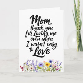 Cartão Mamãe Me Ama Mesmo Quando Aquarela Flor Silvestre