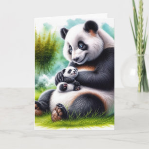 Cartão Mamãe Panda Bear Com O Cubo