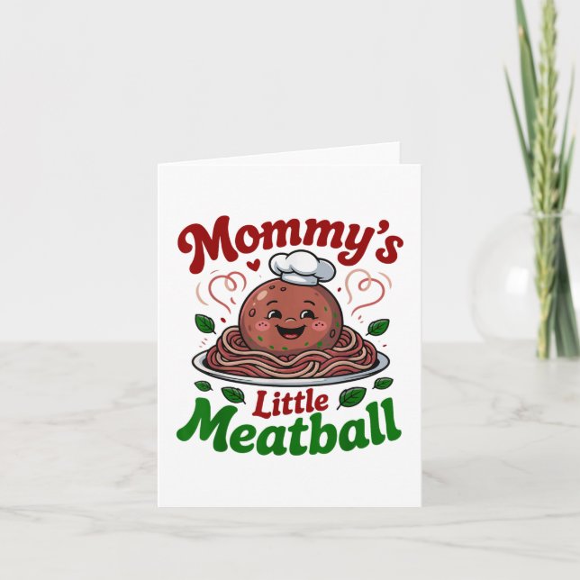 Cartão Mamãe Pequena Mamãe De Meatball Rosa Mama Crianças (Frente)