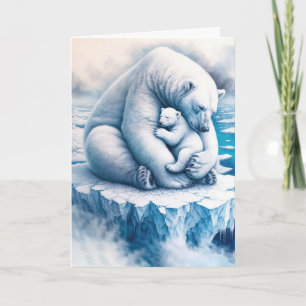 Cartão Mamãe Polar Bear De Aniversário Com O Cubo