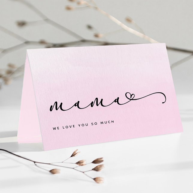 Cartão Mamãe | Script Chic e Coração com Foto (Criador carregado)