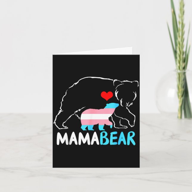 Cartão Mamãe urso trans orgulhosa mãe arco-íris transgêne (Frente)