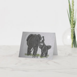 Cartão Mamães Elefantes e Bebê - Amor Confiável