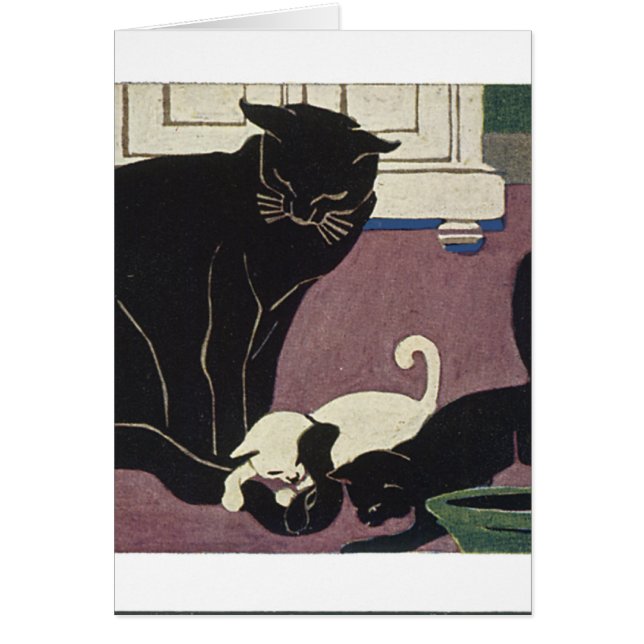 Cartão Mamães Kat e gatinhos (Frente)