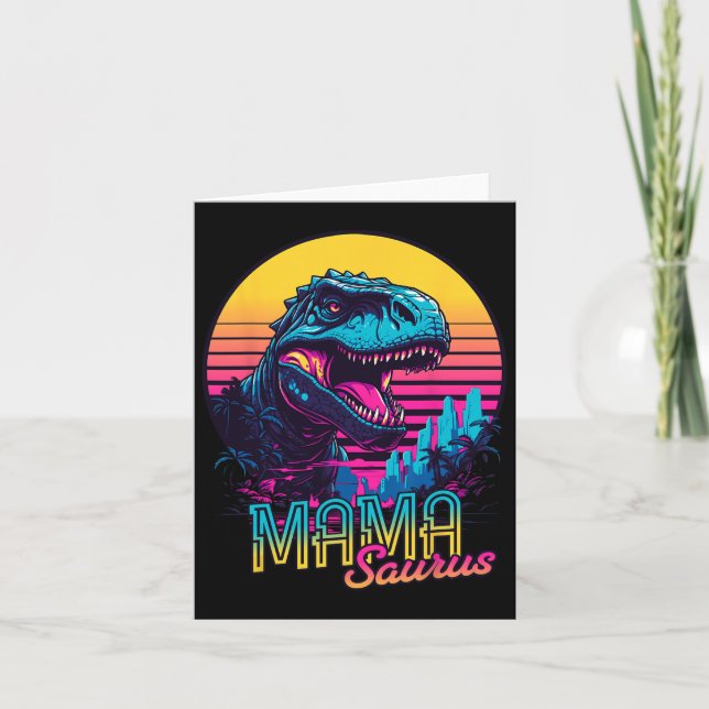 Cartão Mamasaurus Dinossauro Engraçado Mamãe Saurus Trex  (Frente)