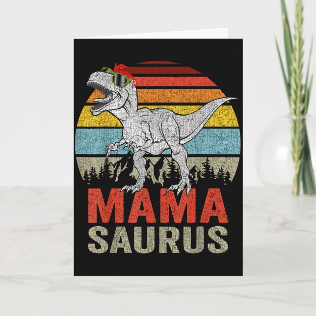 Cartão Mamasaurus Dinossauro Mamãe Saurus T Rex Família D (Frente)