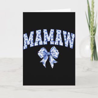 Cartão Mamaw Coquette Toile Laço Azul Floral Família Matc