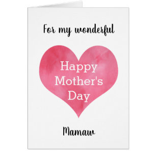 Cartão Mamaw Dia de as mães Feliz do Coração Vermelho