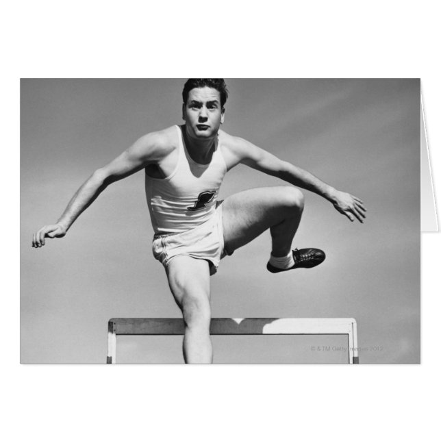 Cartão Man Hurdling (Frente Horizontal)