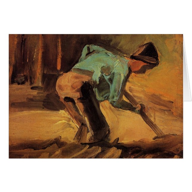 Cartão Man Stooping with Spade by Vincent van Gogh Card (Frente Horizontal)