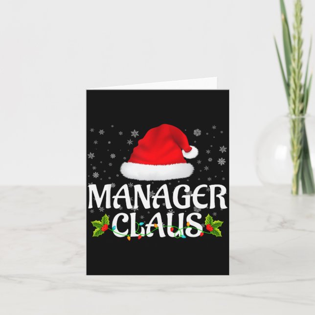 Cartão Manager Claus Christmas Lights Santa Pajama Family (Frente)