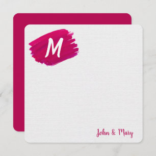 Cartão Mancha de tinta com aquarela com monograma