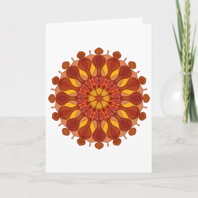 Cartão Mandala de Flor de Laranja (Frente)