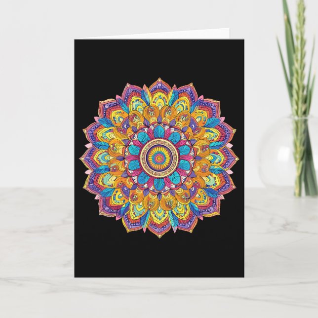 Cartão Mandala de Lótus Boho Meditação Yoga  (Frente)