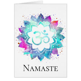 Cartão Mandala de Lotus da aguarela do símbolo de OM AUM