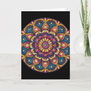 Cartão Mandala de Lótus Sagrado Boho Meditação Yoga