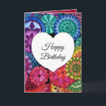 Cartão Mandala do arco-íris da aguarela com coração<br><div class="desc">Mandala do arco-íris da aguarela com coração bonito. O design colorido da mandala do estilo do doodle do teste padrão da geometria criou para amantes da mandala. Pode ser um presente bonito. Personalize-o facilmente com palavras diferentes, cor do fundo ou apenas aprecie-o como é. Verifique por favor a coleção para...</div>