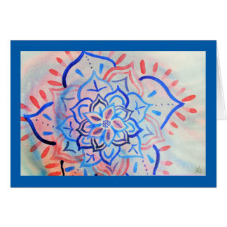 Cartão Mandala floral abstrata da aguarela