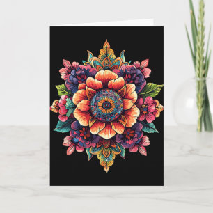 Cartão Mandala Floral de Lótus Sagrado Meditação de Flora