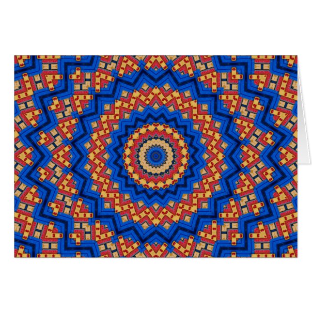 Cartão Mandala laranja azul (Frente Horizontal)