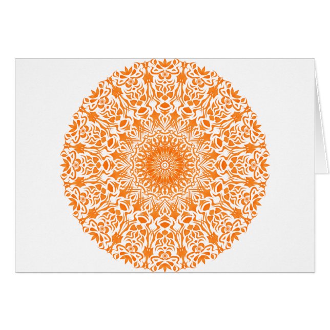 Cartão Mandala Tribal Laranja (Frente horizontal)