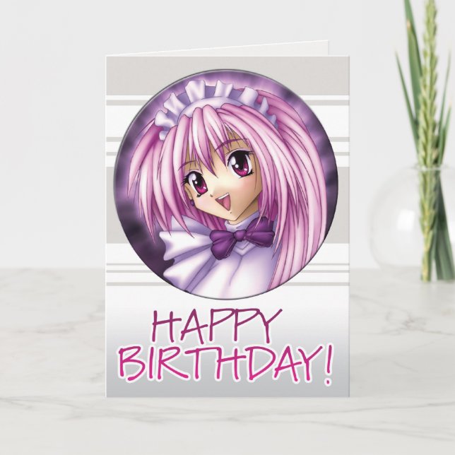 Cartão Manga Girl Maid Birthday (Frente)